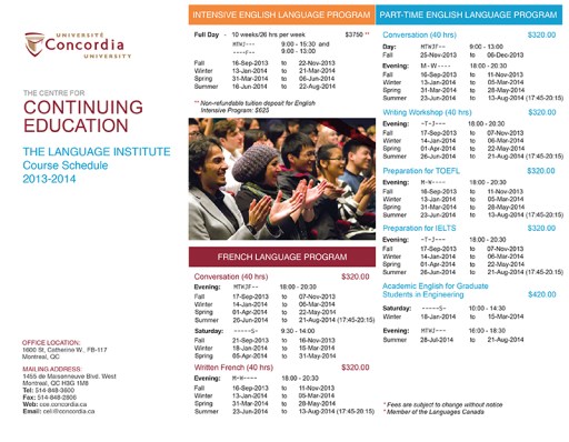 Created this trifold brochure for the Language Institute